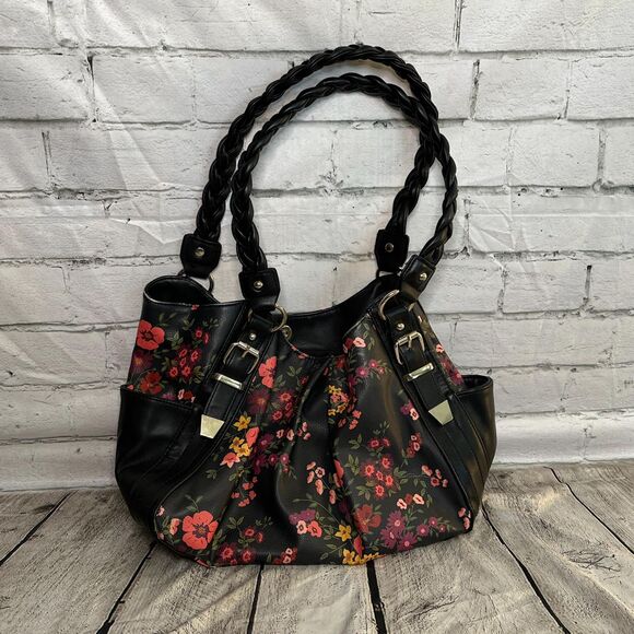 Apt. 9 Black Floral Shoulder Bag, Pre-owned - Picture 1 of 4